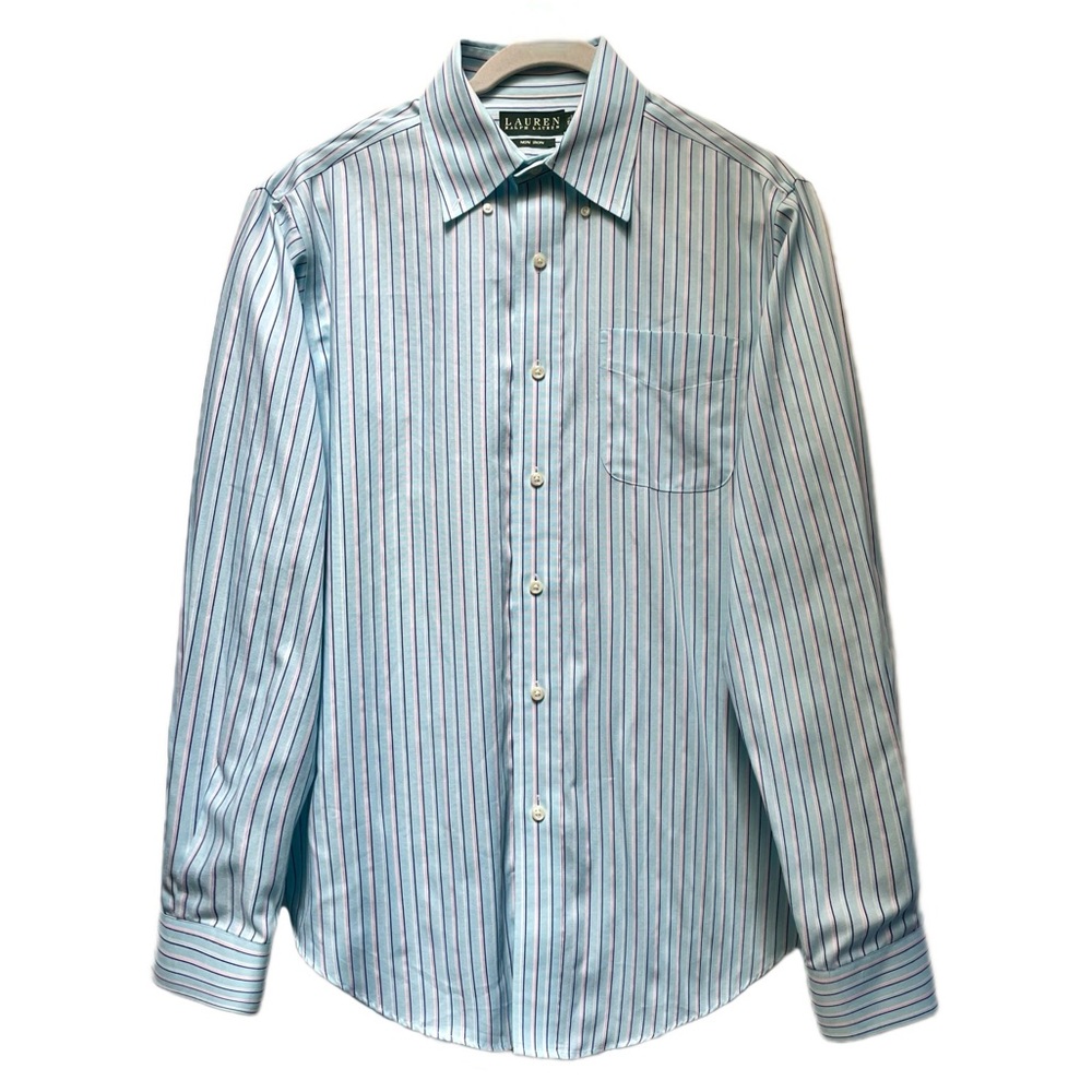 Lauren Ralph Lauren Men’s Striped Dress Shirt 15.5 34/35 Blue Cotton
